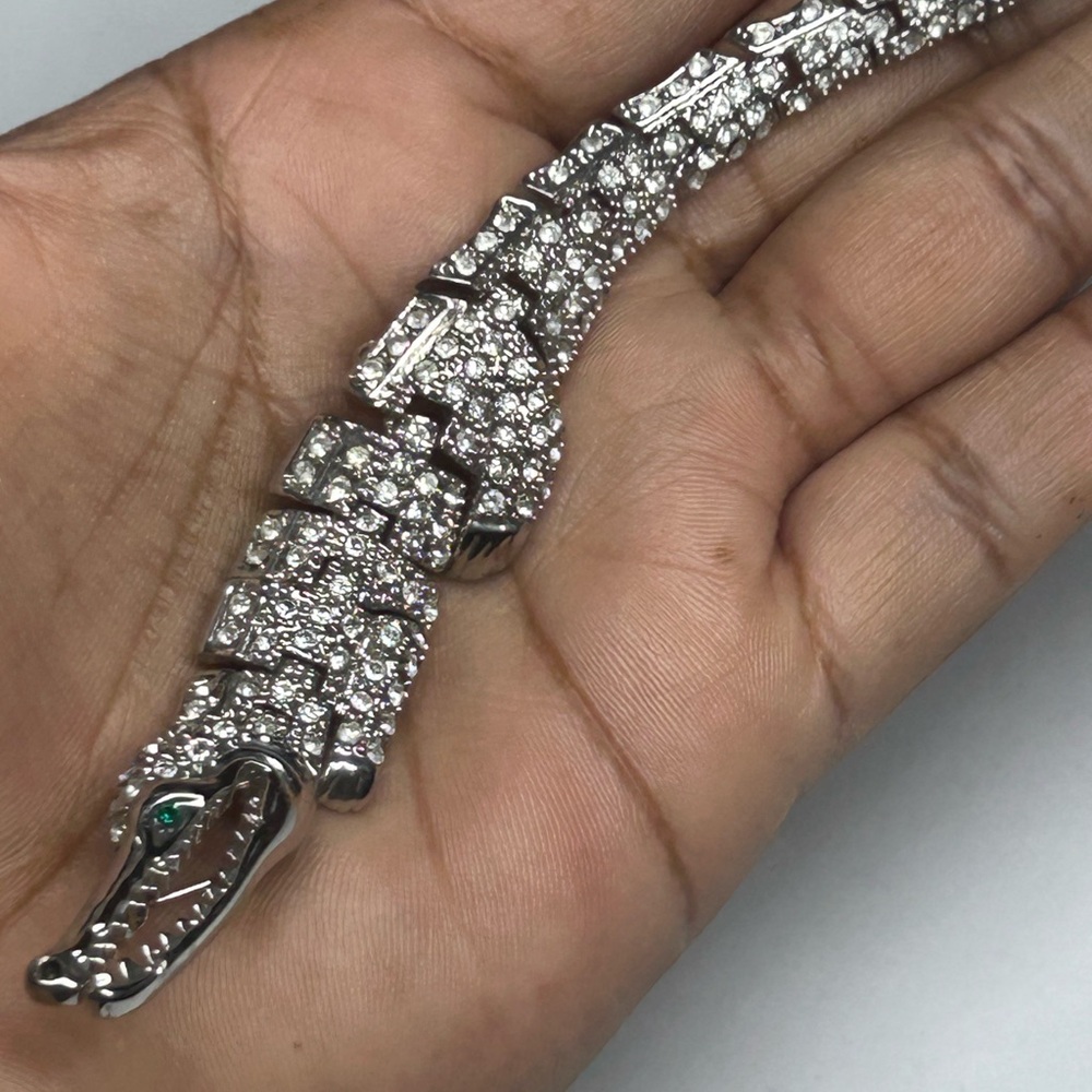 Elegant Silver Crocodile Bracelet